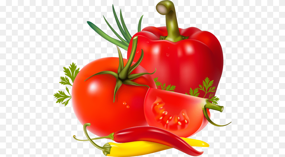 Tomato And Pepper Clipart, Food, Plant, Produce, Vegetable Free Png Download