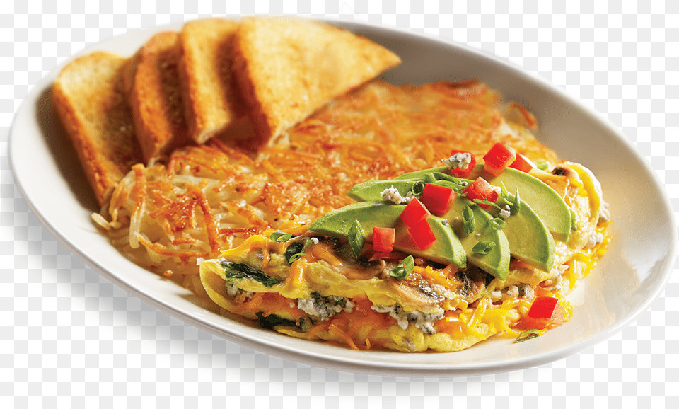 Tomato Omelette, Food, Plate, Bread Png Image