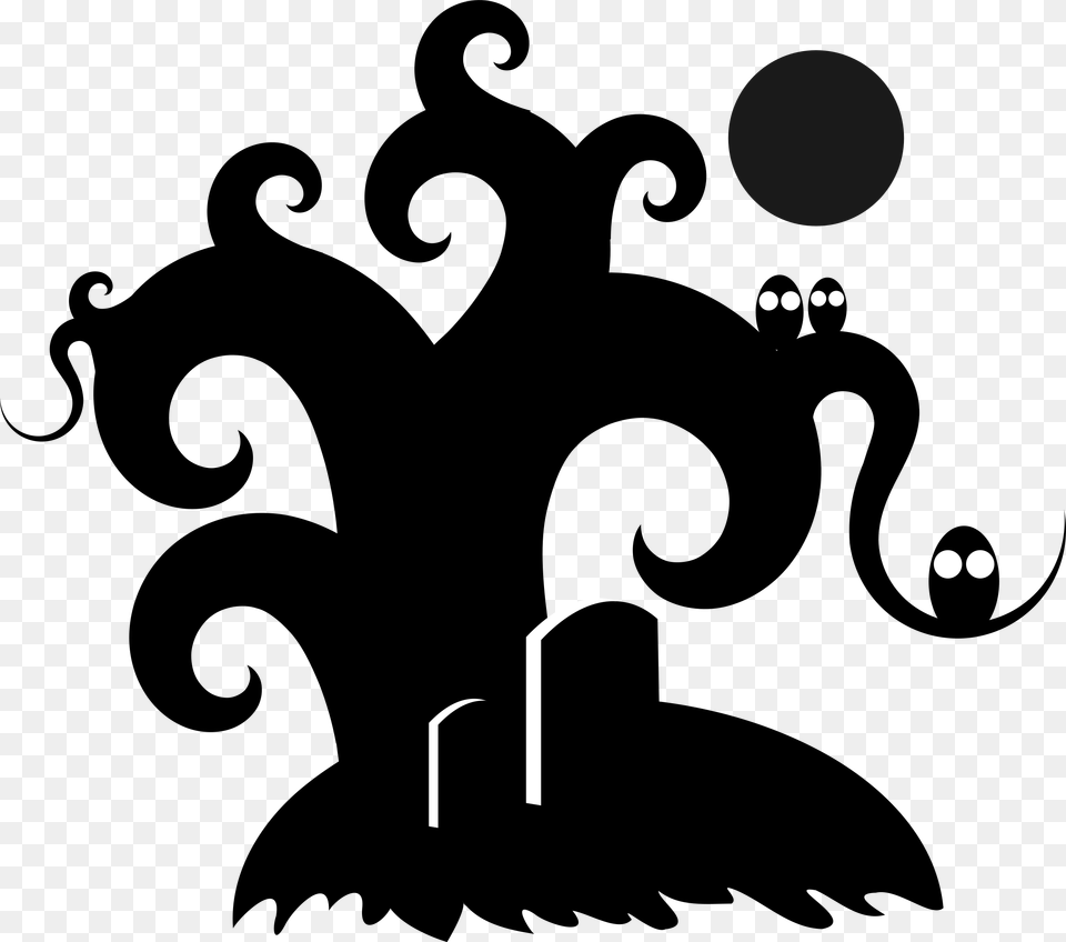 Tomb Cliparts Silhouette Halloween Tree Silhouette, Lighting Free Png Download