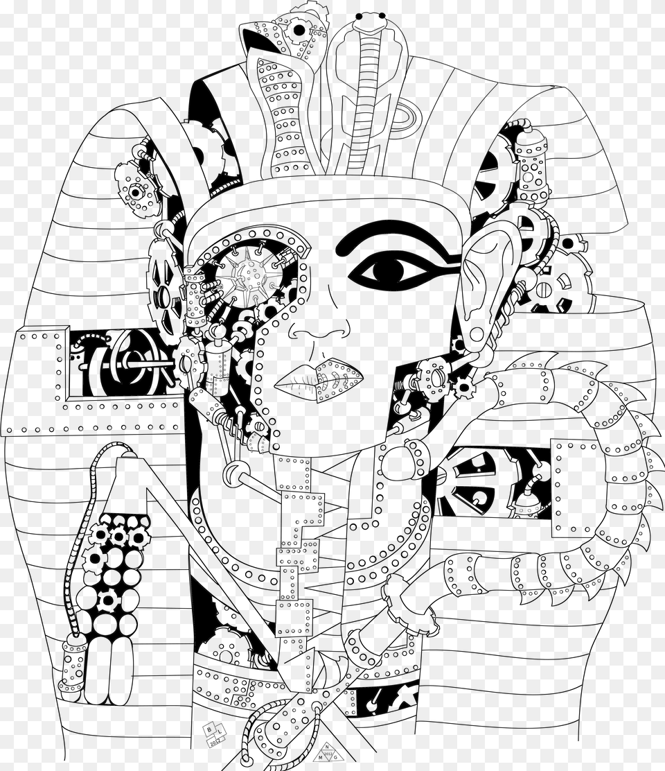 Tomb Drawing King Tut S Picture Face Line Drawing Skull, Gray Free Transparent Png