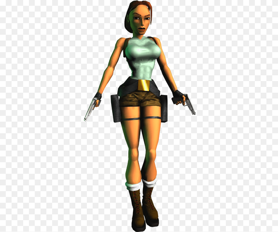 Tomb Raider Lara Croft Image Background Lara Croft Old Vs New, Clothing, Costume, Shorts, Person Free Png Download