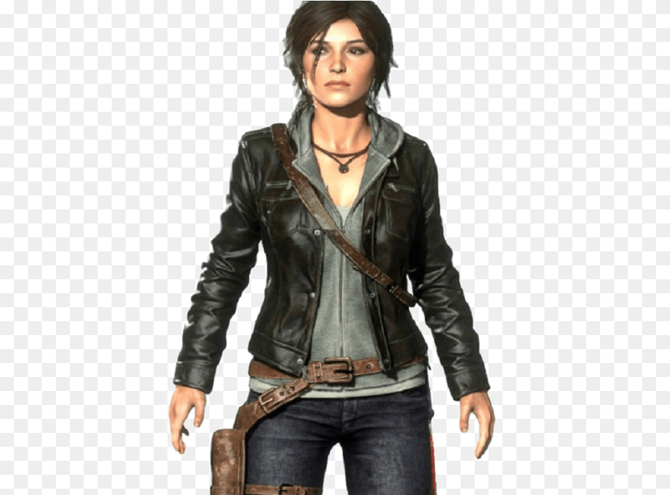 Tomb Raider Lara Croft Transparent Images Rise Of The Tomb Raider Leather Jacket, Woman, Adult, Clothing, Coat Png