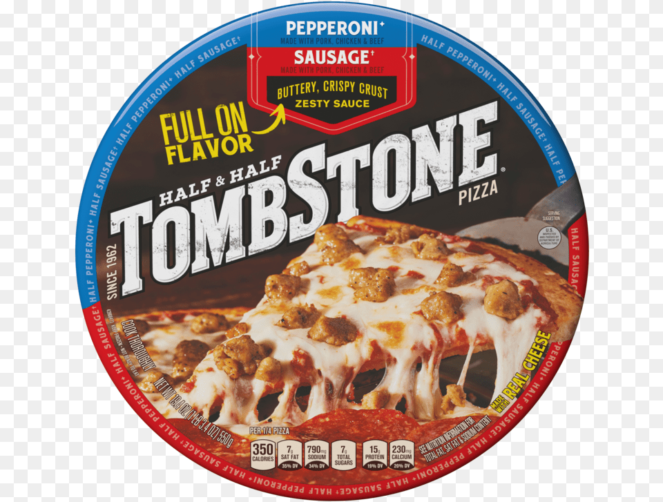 Tombstone Half Amp Half Pepperoni Amp Sausage Frozen Pizza Pizza Cheese, Food, Disk, Dvd Free Transparent Png