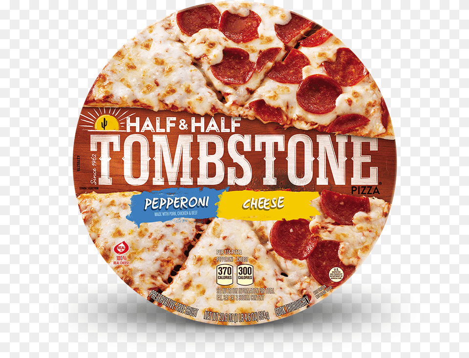 Tombstone Half Amp Half Pepperoni And Cheese Pizza Tombstone Half And Half Pizza, Food, Advertisement Png Image