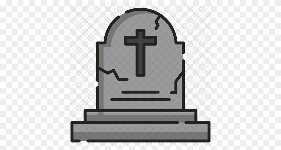 Tombstone Icon Of Colored Outline Style Lapida, Tomb, Gravestone, Cross, Symbol Free Transparent Png