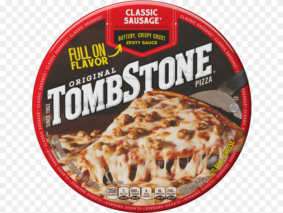 Tombstone Original Classic Sausage Frozen Pizza Tombstone Cheese Pizza, Food, Disk Png Image