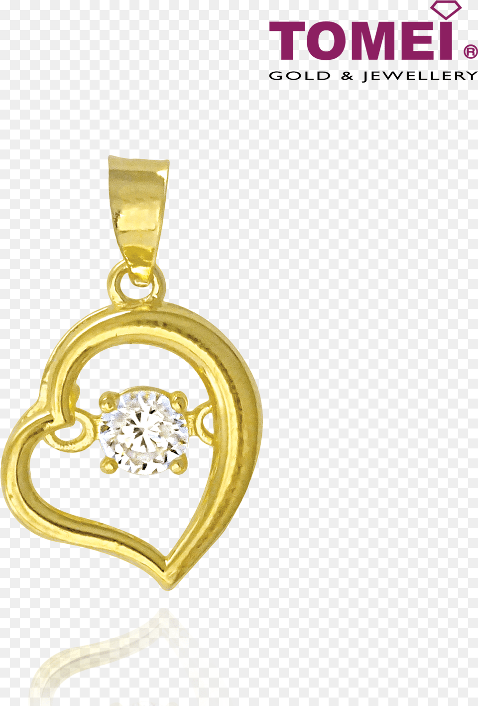 Tomei 916 Yellow Gold Quotmy Heart Beats For Youquot Cubic, Accessories, Earring, Jewelry, Pendant Png Image