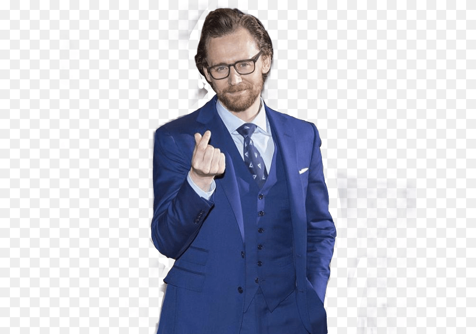 Tomhiddleston Loki Blue Heart Love Avengers Aesthetic Tom Hiddleston, Hand, Jacket, Person, Formal Wear Free Png