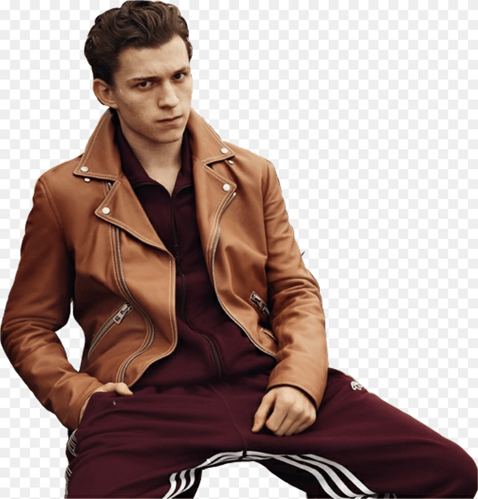 Tomholland Peterparker Spiderman Photoshoot Tom Holland Photoshoot 2018, Jacket, Clothing, Coat, Person Free Png Download