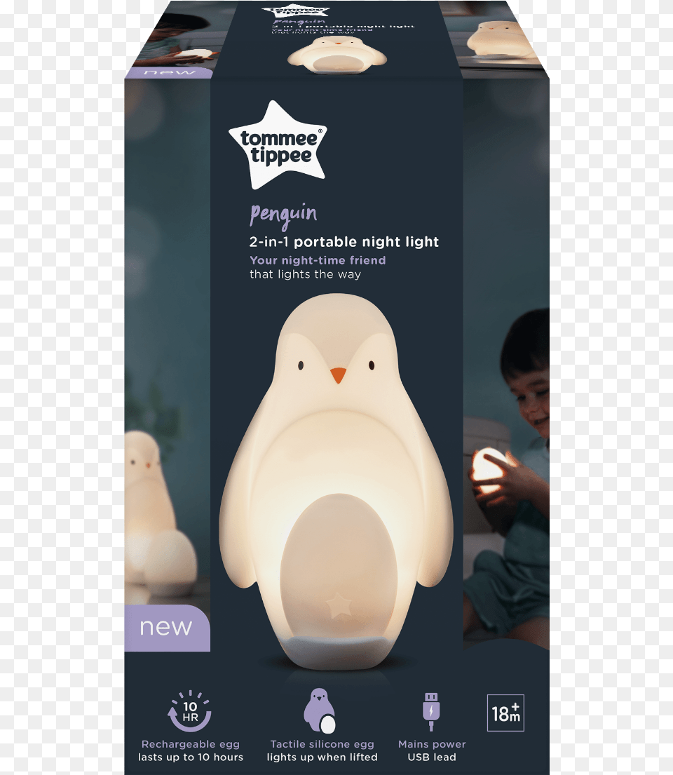 Tommee Tippee Penguin 2 In 1 Portable Night Light, Advertisement, Poster, Baby, Person Png Image