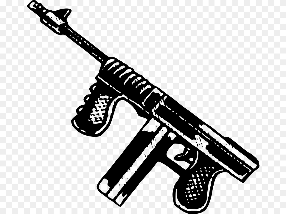 Tommy Gun Sketch Clip Art Machine Gun, Gray Png Image