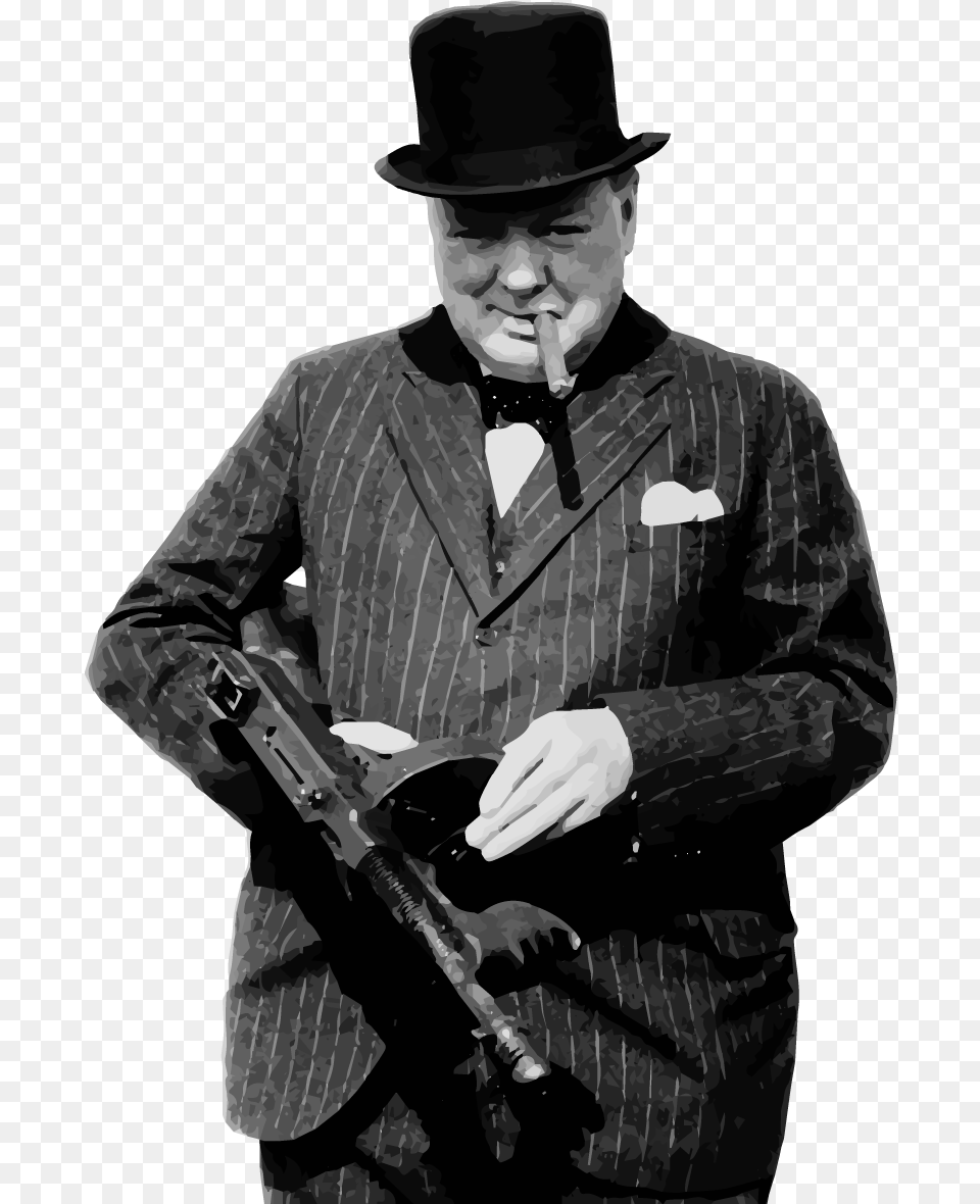 Tommy Gun Winston Churchill Tommy Gun, Suit, Clothing, Formal Wear, Adult Png Image