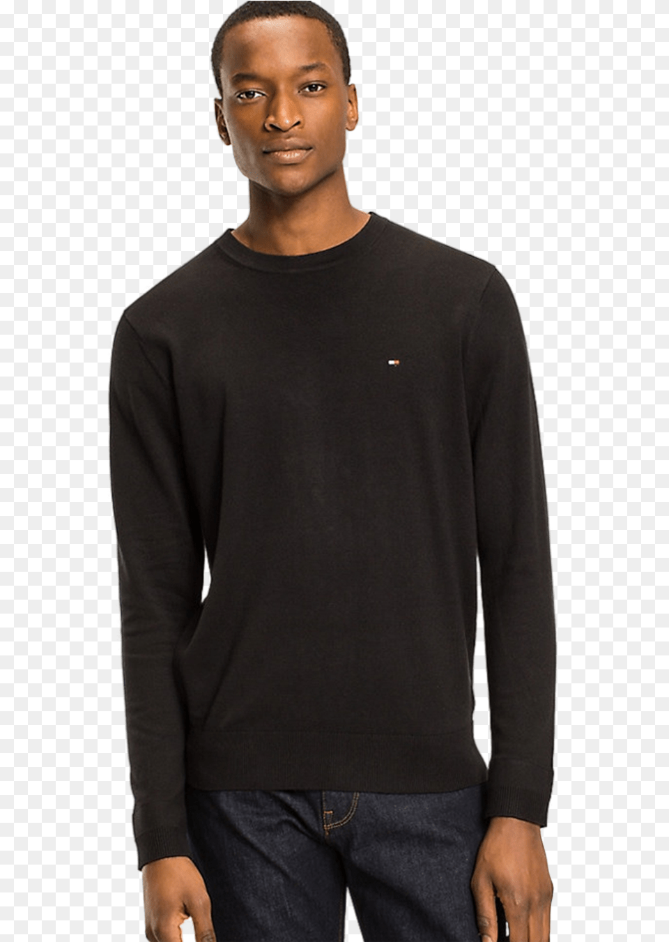 Tommy Hilfiger Cotton Crew Neck Sweater, Long Sleeve, Clothing, Sleeve, Person Png