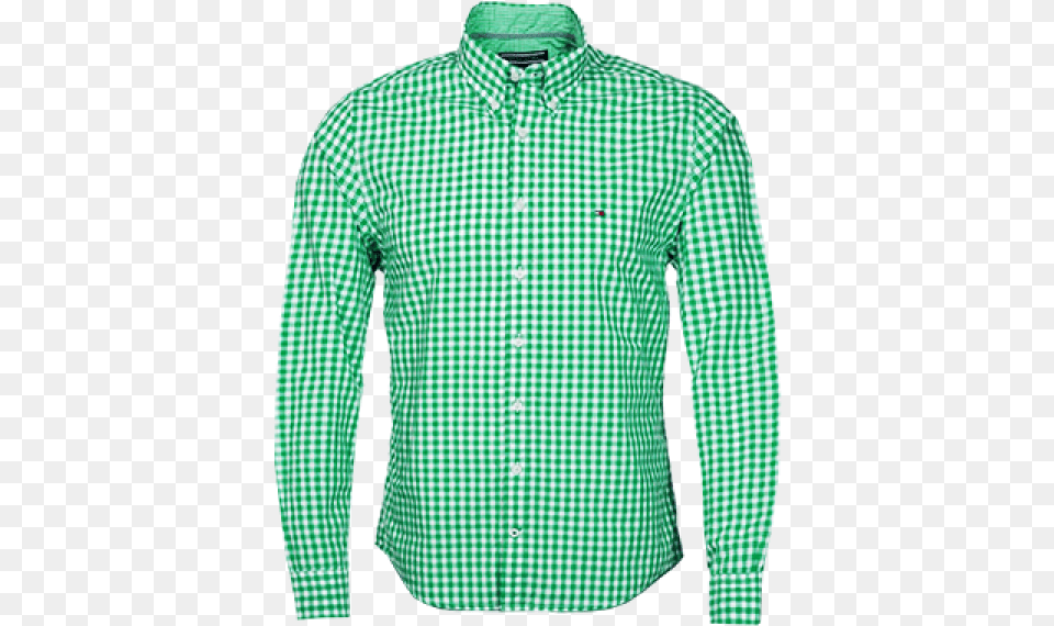 Tommy Hilfiger Green White Checkered Shirt New York Tommy Hilfiger Shirts Green, Clothing, Dress Shirt, Long Sleeve, Sleeve Free Png