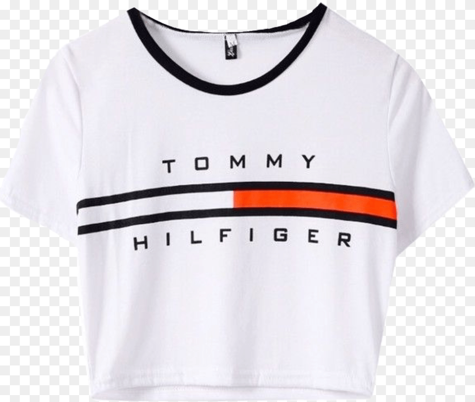 Tommy Hilfiger Tommyhilfiger Top Tshirt White Tommy Hilfiger Crop Shirt, Clothing, T-shirt Png Image