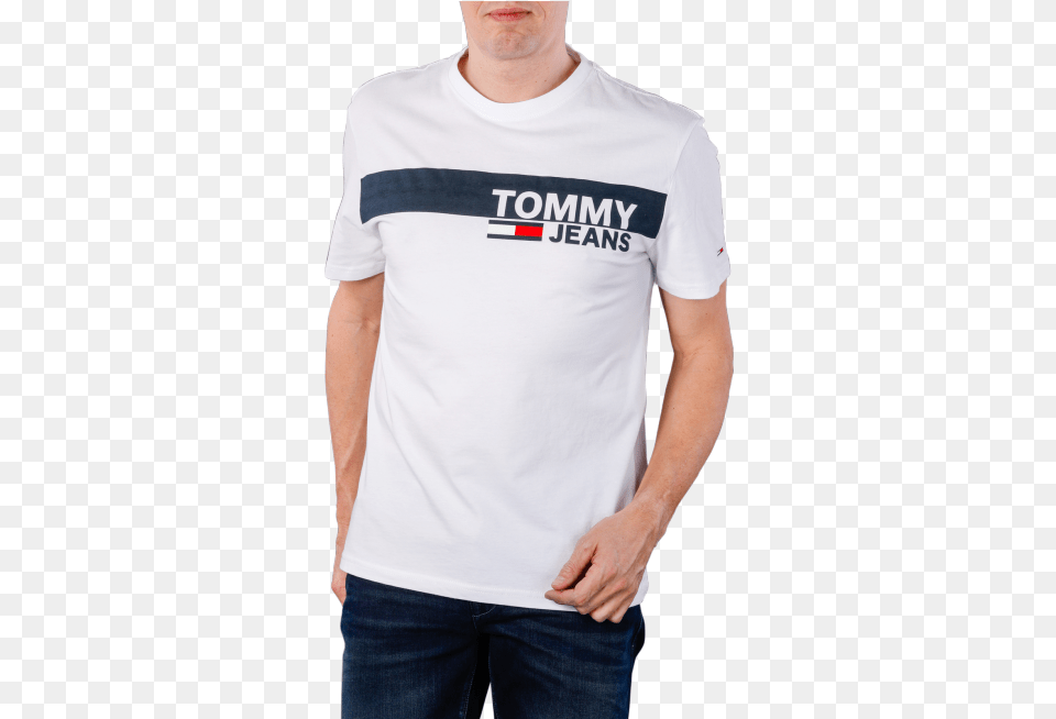 Tommy Jeans Essential Box Logo T Shirt Classic White Pocket, Clothing, T-shirt, Shorts Png Image