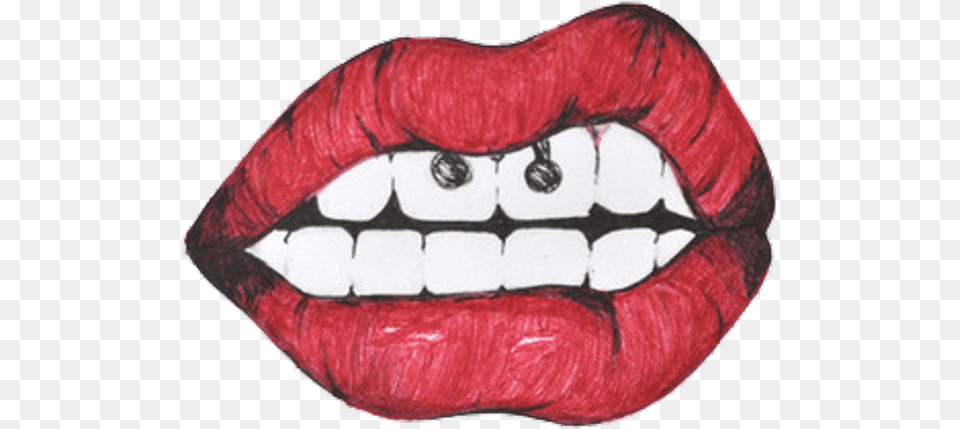 Tongue Clipart Tumblr Lips With Piercing Clipart, Body Part, Mouth, Person, Teeth Png Image