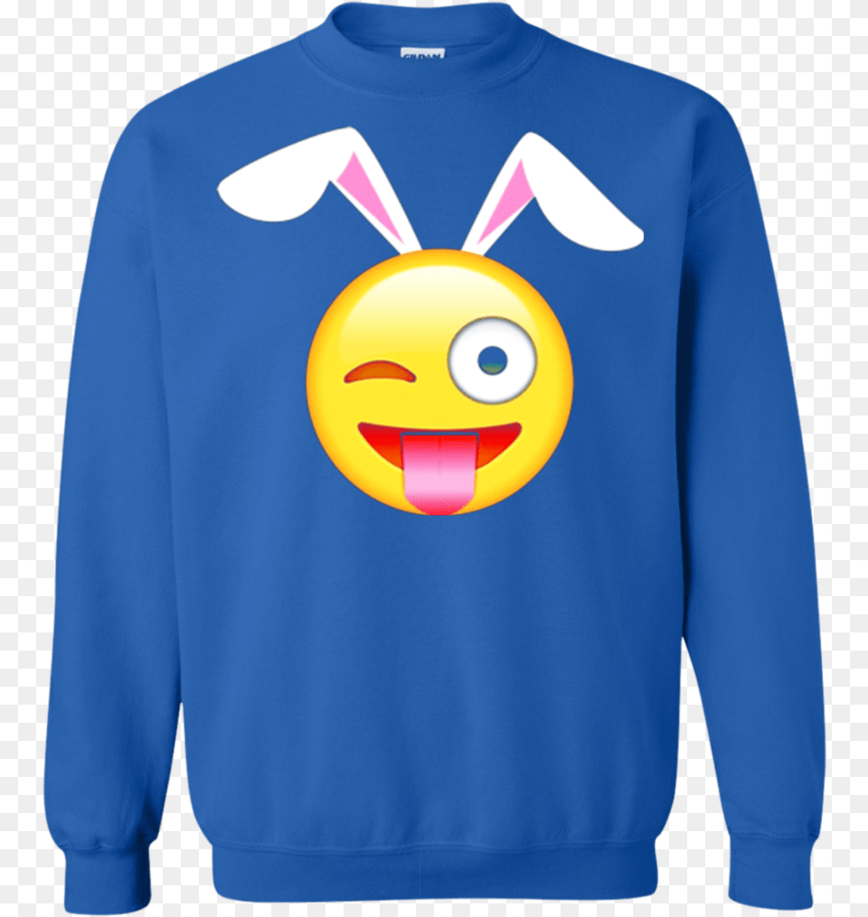 Tongue Out Winking Emoji Easter Bunny Ears Tee Shirt Smiley, Sweatshirt, Sweater, Knitwear, Clothing Free Transparent Png