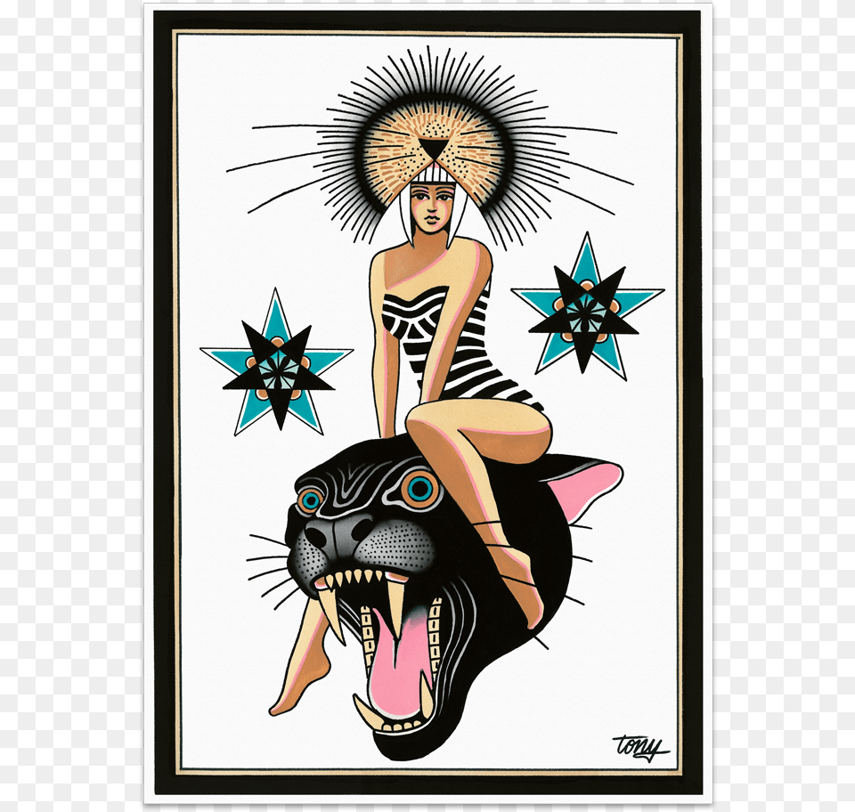 Tony Blue Arms Panther Goddess Fine Art Print Tony Blue Arms, Book, Comics, Publication, Adult Free Png