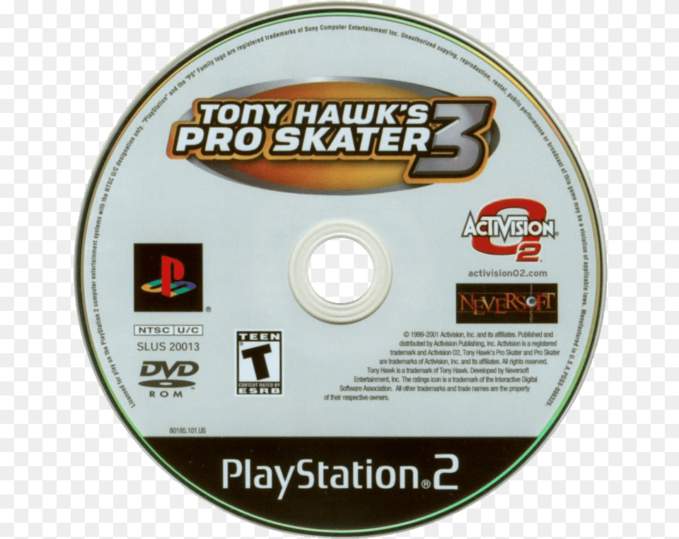 Tony Hawk39s Pro Skater 3 Ps2 Cd, Disk, Dvd Free Png Download