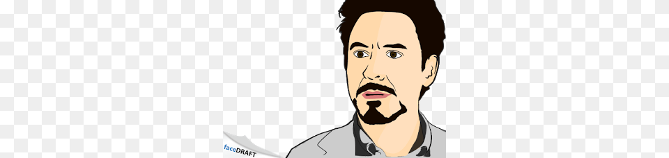 Tony Stark Robert Downey Jr Free Vector Dowload Facedraft Blog, Face, Head, Person, Adult Png Image