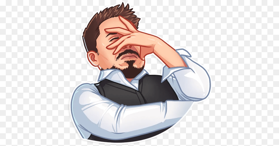 Tonystarkfacepalm Discord Emoji Avengers Stickers Whatsapp, Head, Person, Adult, Face Free Png Download