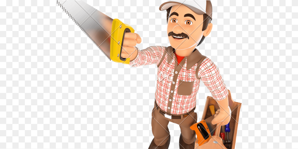 Toolbox Clipart Handyman 3d Cartoon Handyman Character, Baby, Device, Person, Face Free Png