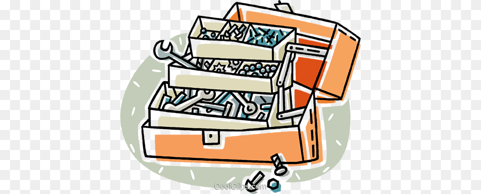Toolbox With Nuts And Bolts Royalty Vector Clip, Drawer, Furniture, Treasure, Bulldozer Png