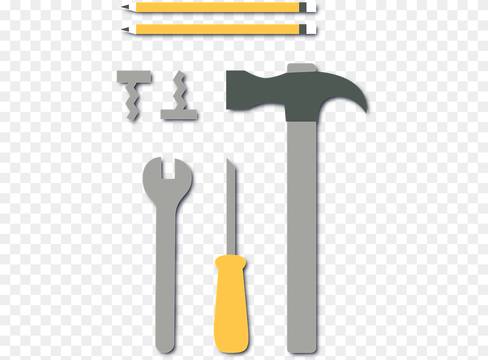 Tools Construction Hammer Pencil Screwdriver, Device, Smoke Pipe, Tool Free Png Download