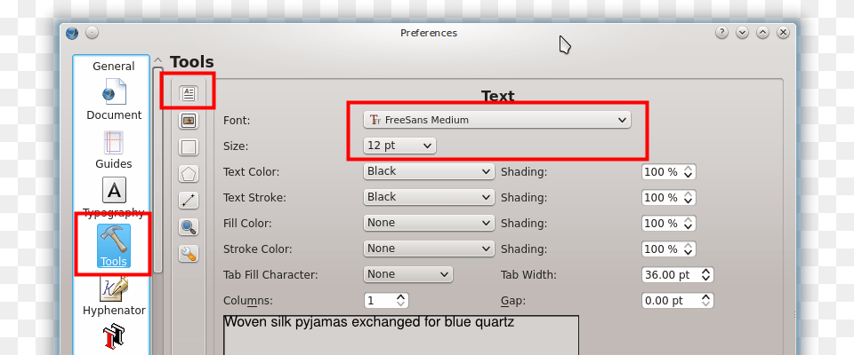 Tools Gt Text Frame Properties Gt Change The Default Font Png