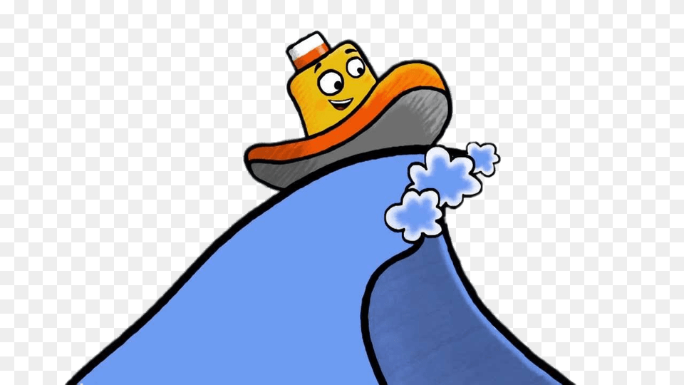 Toot The Tiny Tugboat On A Wave, Cartoon, Clothing, Hat, Person Png Image