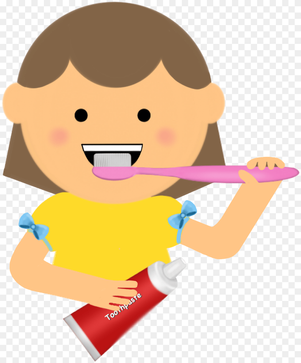 Tooth Clipart Transparent Background Girl Brushing Hair Clipart, Brush, Device, Tool, Nature Free Png Download