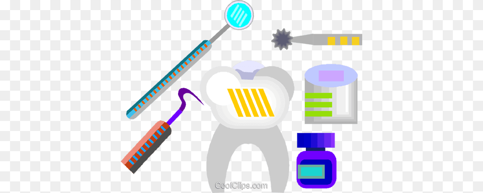 Tooth Dentist Equipment Royalty Vector Clip Art Illustration, Brush, Device, Tool, Toothpaste Free Transparent Png