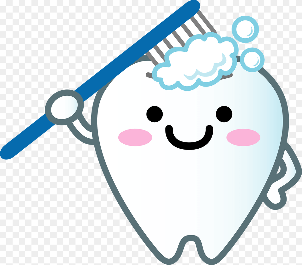 Tooth With A Face And Toothbrush Clipart, Brush, Device, Tool Free Transparent Png