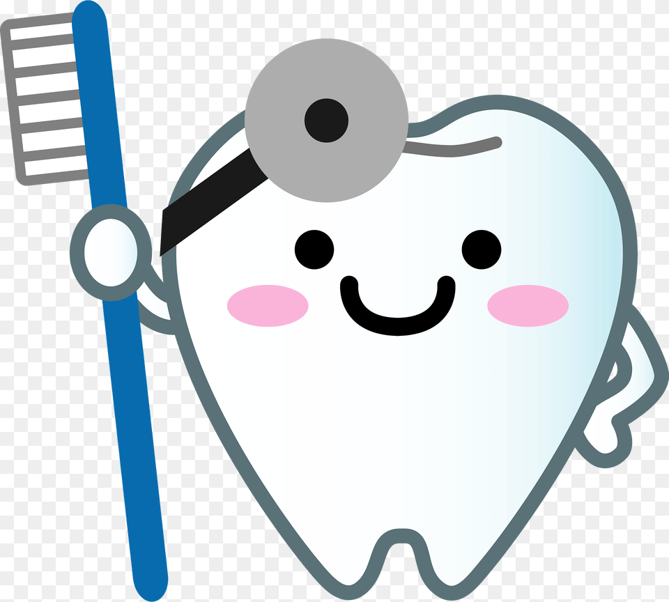 Tooth With A Face Toothbrush And Headlamp Clipart, Brush, Device, Tool Free Png Download