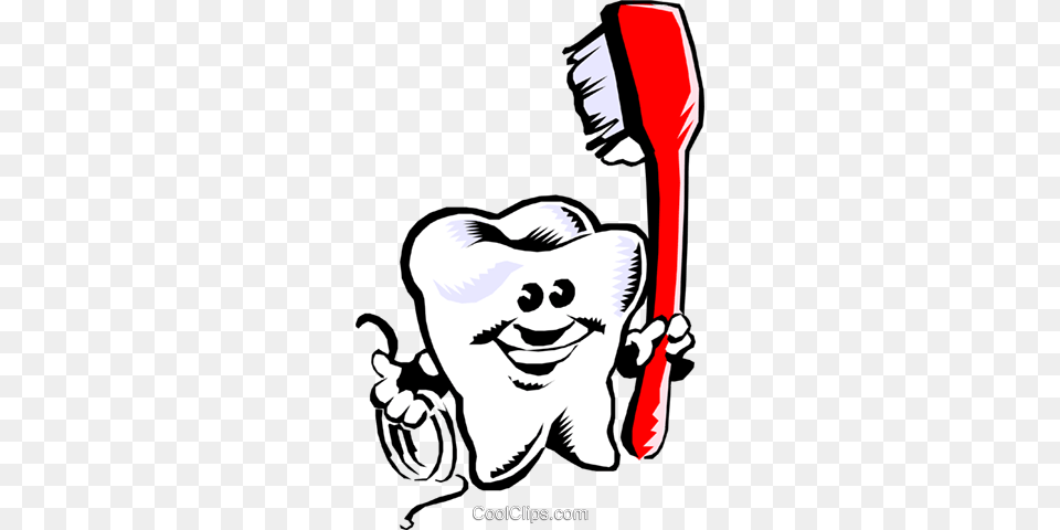 Tooth With Toothbrush Royalty Vector Clip Art Illustration, Brush, Device, Tool, Baby Free Png