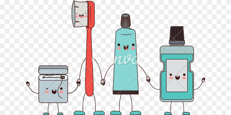 Toothbrush And Floss Toothbrush Toothpaste And Mouthwash Cartoon Free Transparent Png