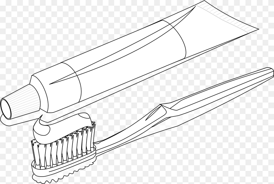 Toothbrush Drawing Cliparts Zone And Brush And Toothpaste Black And White, Device, Tool, Blade, Weapon Png Image