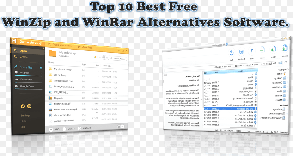 Top 10 Best Winzip And Winrar Alternatives Software Computer Program, File, Computer Hardware, Electronics, Hardware Png Image