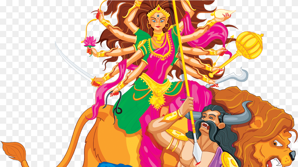 Top 10 Nav Durga Aartis Durga Maa Cartoon, Person, Head, Face, Adult Free Png Download