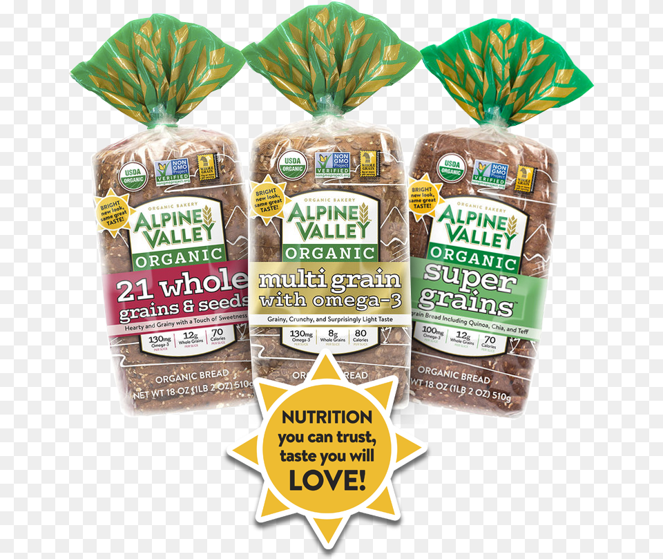 Top 3 Products Header V2 Alpine Valley Bread, Powder, Food Png Image