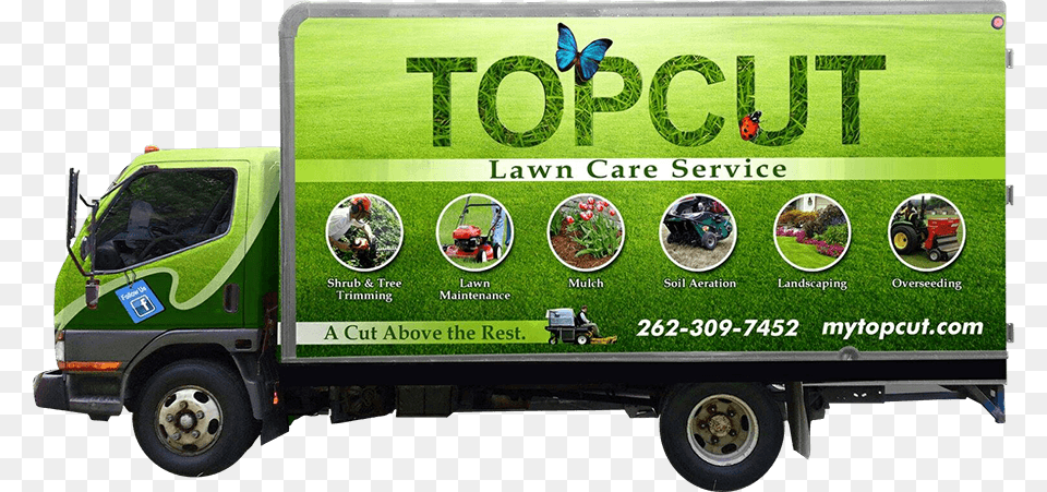 Top Cut Lawn Care Services Lawn Care Services, Advertisement, Transportation, Truck, Vehicle Png Image