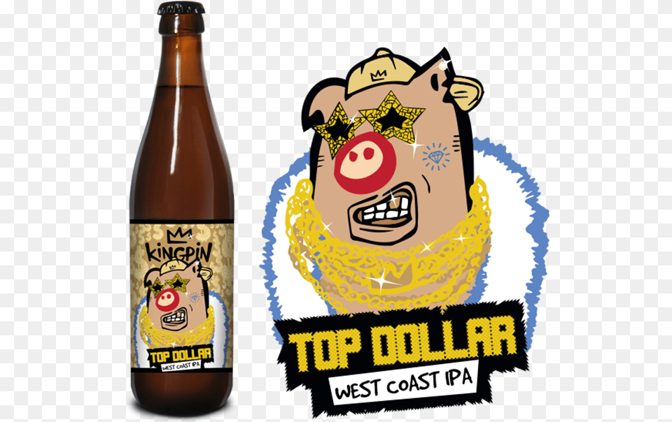 Top Dollar West Coast Ipa Beer Bottle, Alcohol, Beer Bottle, Beverage, Liquor Png