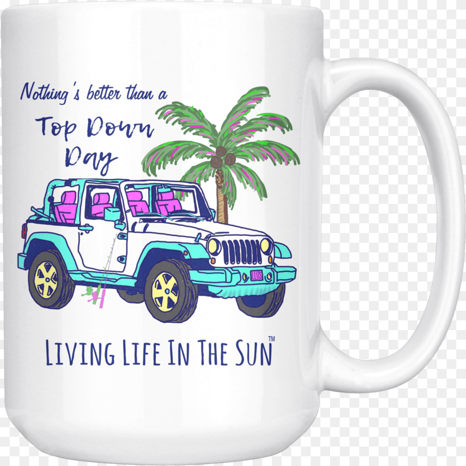 Top Down Day 15oz Ceramic Mug U2013 Living Life In The Sun Mug, Car, Vehicle, Tree, Transportation Free Png