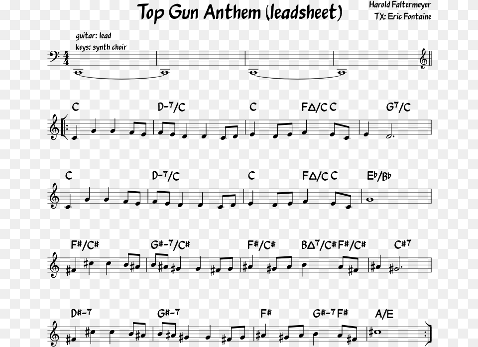 Top Gun Anthem Piano Sheet Music, Gray Png