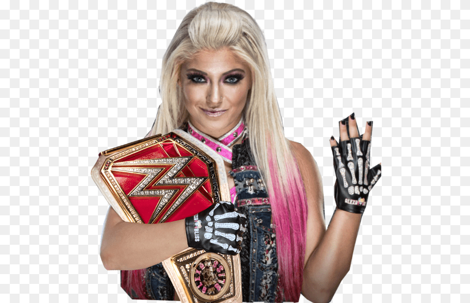 Top Images For Alexa Bliss Championship On Picsunday Alexa Bliss Champion 2018, Glove, Blonde, Body Part, Clothing Free Transparent Png