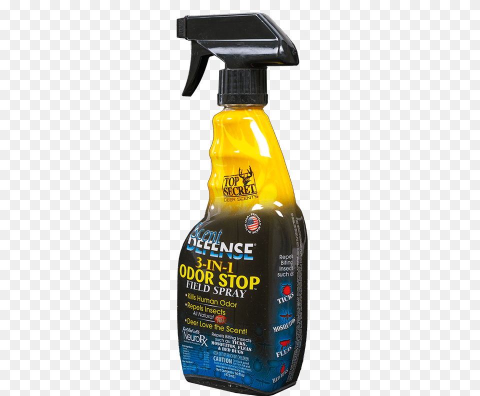 Top Secret Deer Scents Defense Spray Front Angle View Plastic Bottle, Can, Spray Can, Tin, Cleaning Png Image