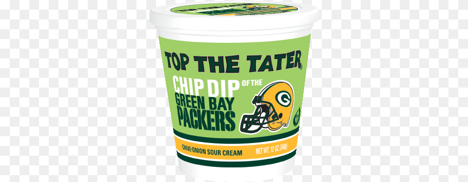 Top The Tater Green Bay Packers Edition Top The Tater Chip Dip Of The Green Bay Packers Chive, Dessert, Food, Yogurt, Can Free Png