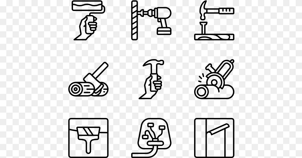 Top View Furniture Icons, Gray Png