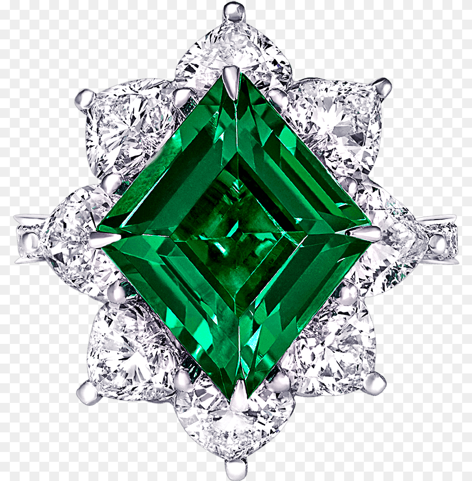 Top View Of A Graff Emerald And Diamond Ring Featuring Emerald, Accessories, Gemstone, Jewelry, Chandelier Free Png Download